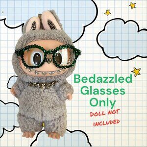 Bedazzled Rhinestone Embellished Glasses for your Labubu - Green